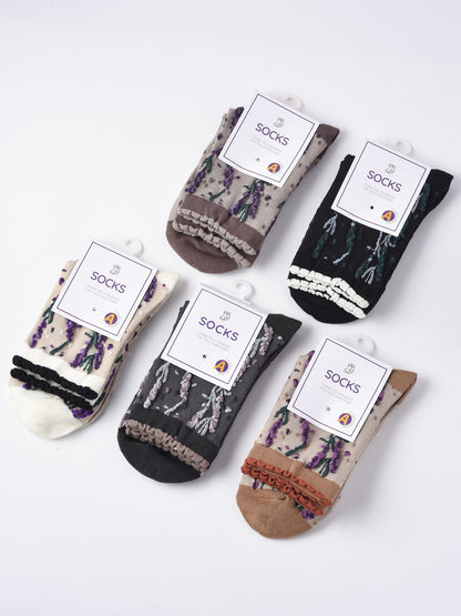 Rufia - Vintage Floral Relief Crew Socks