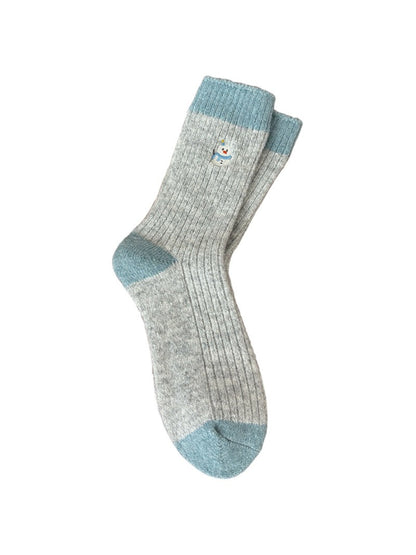 Rufia - Colorblock Winter Motif Crew Socks