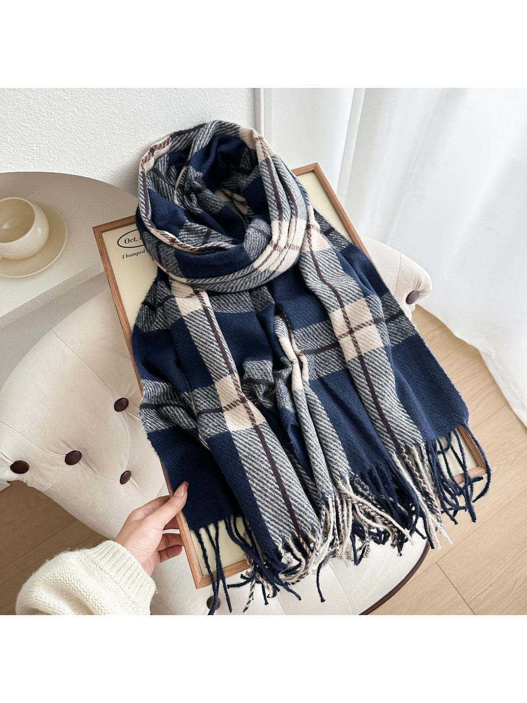 Scarvii - Classic Plaid Tassel Winter Wrap Scarf