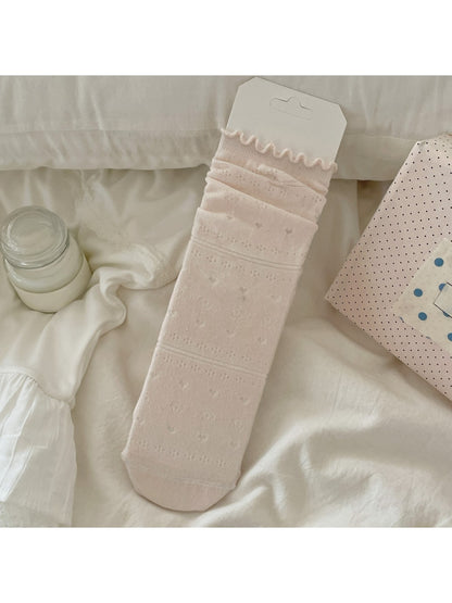 Rufia - Ruffle Cuff Hollow-Out Socks