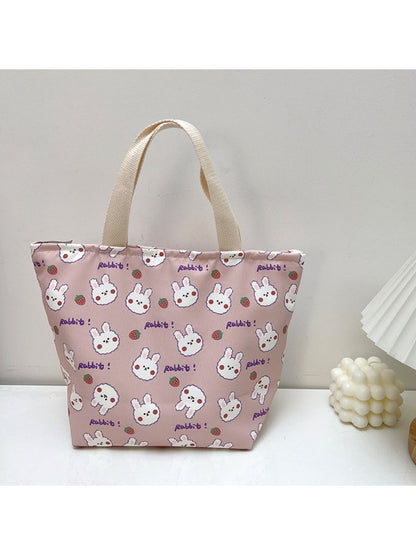 Cosbai lunch tote bag with animal print shown from side angle