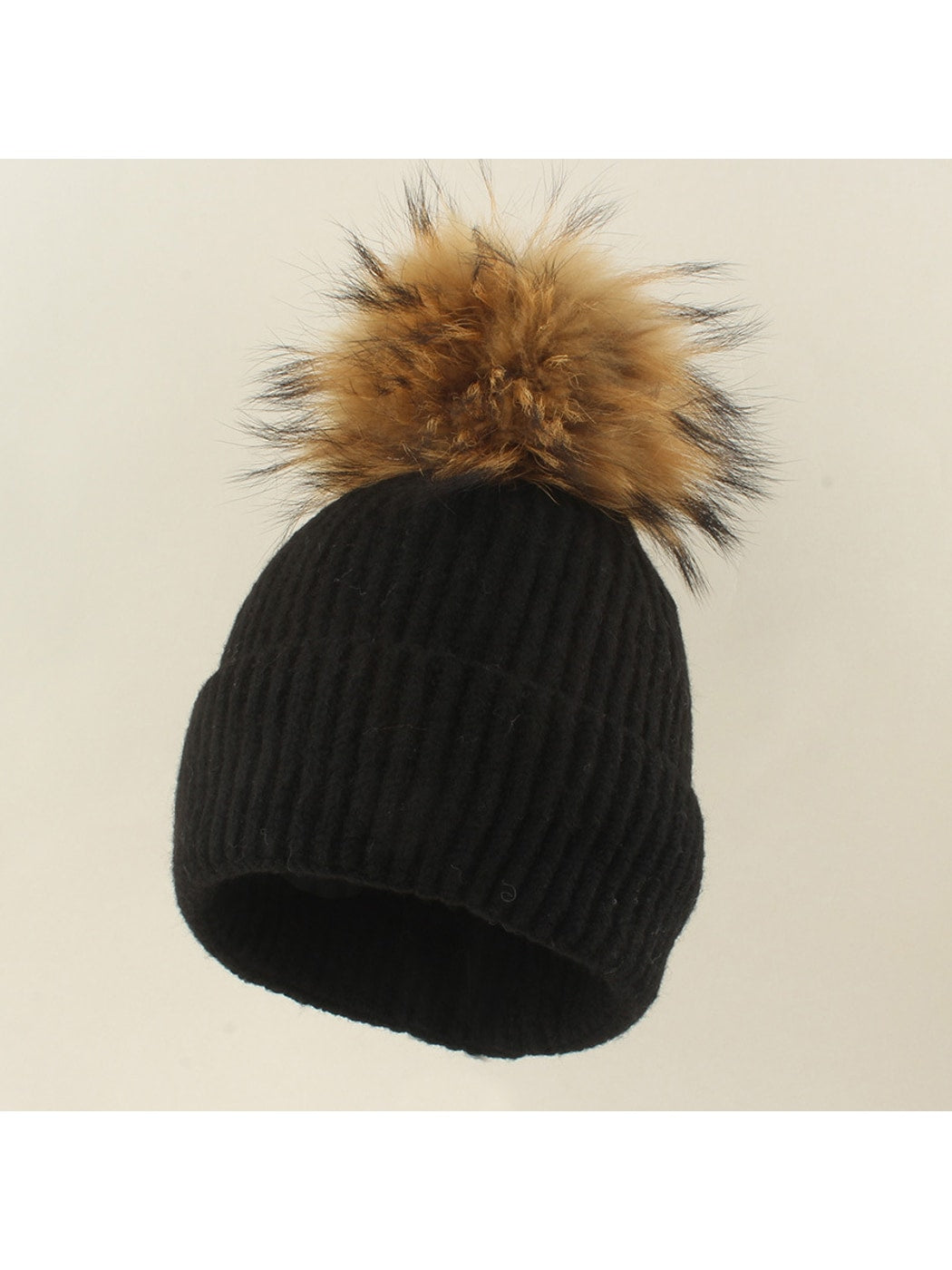 Haila - Brimless Ribbed Pom Pom Winter Knit Beanie
