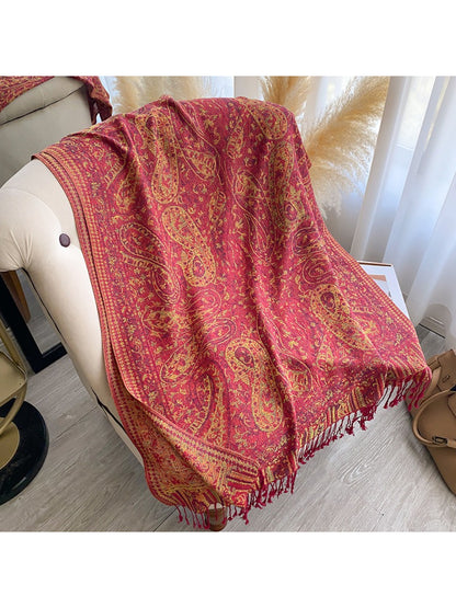 Scarvii - Vintage Floral Border Fringe Scarf