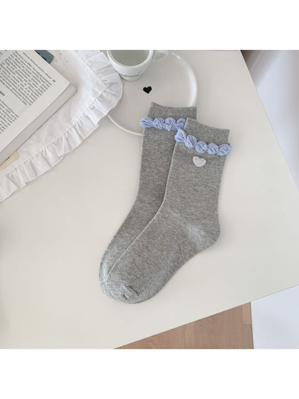 Rufia - Muted Soft Ruffle Cuff Crew Socks