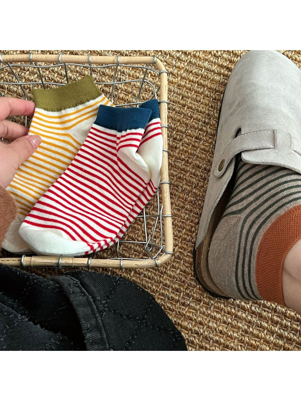 Rufia - Retro Style Striped Colorblock Ankle Socks