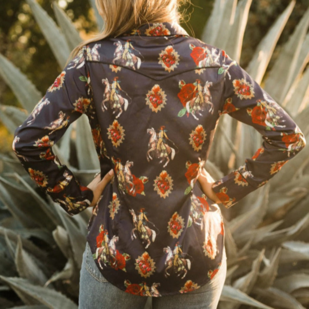 Crosa - Western Print Long Sleeve Shirt - Urban Cowgirl