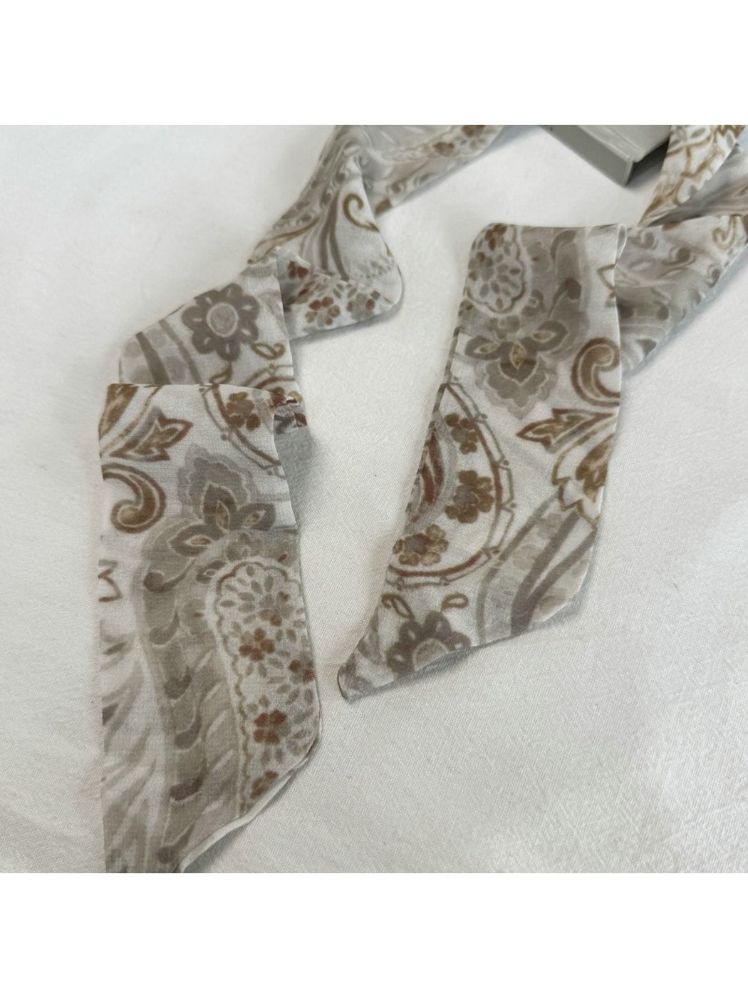 Scarvii - Muted Print Elegant Narrow Scarf