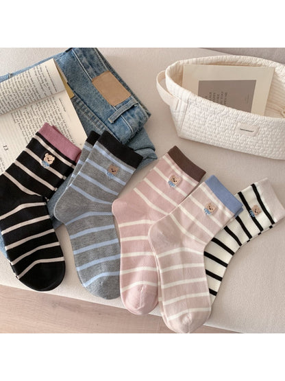 Rufia - Cute Bear Stripe Crew Socks product image 2