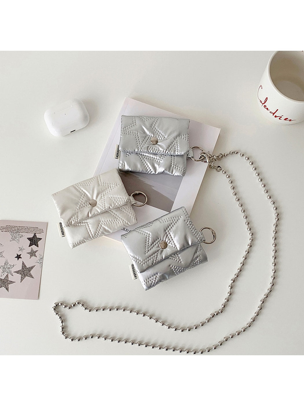 Cosbai - Quilted Star Stitch Chain Coin Pouch Bag