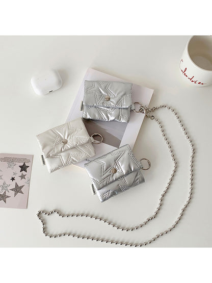 Cosbai - Quilted Star Stitch Chain Coin Pouch Bag