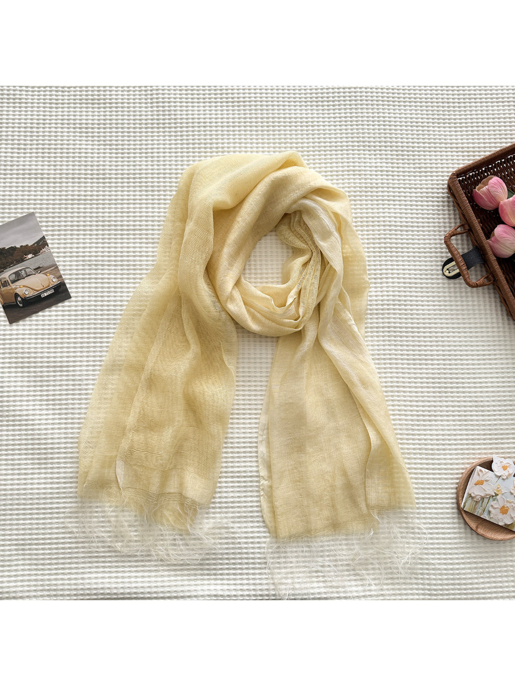 Scarvii - Fringe Edge Woven Long Scarf