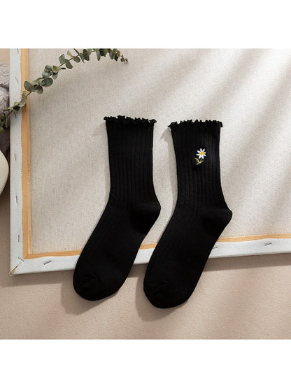 Rufia - Floral Accent Ribbed Crew Socks product image 4