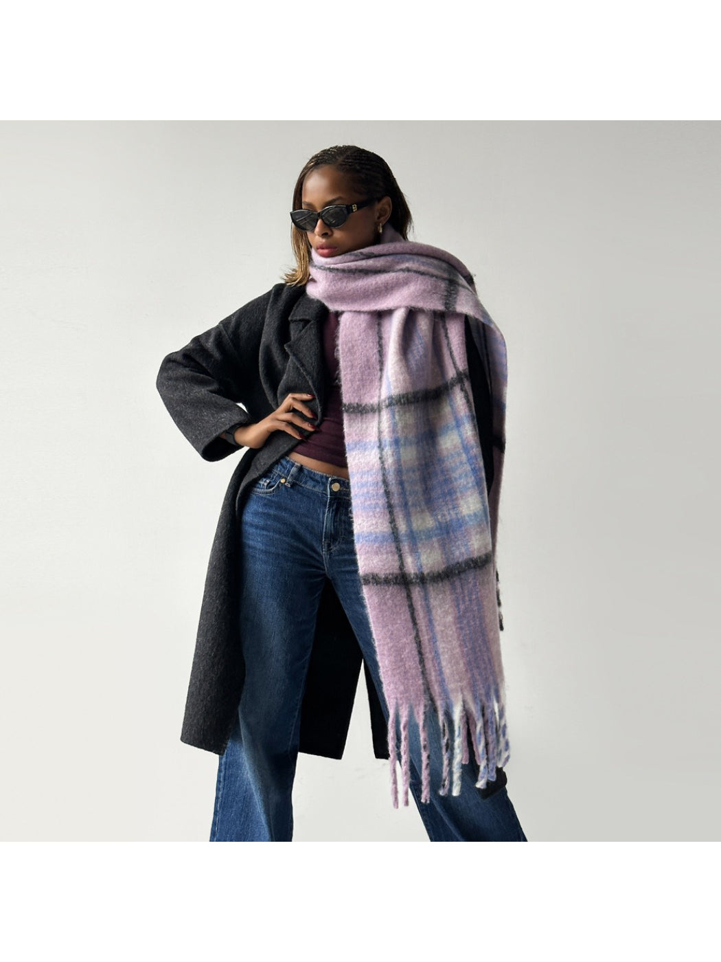 Scarvii - Plaid Brushed Long Winter Scarf
