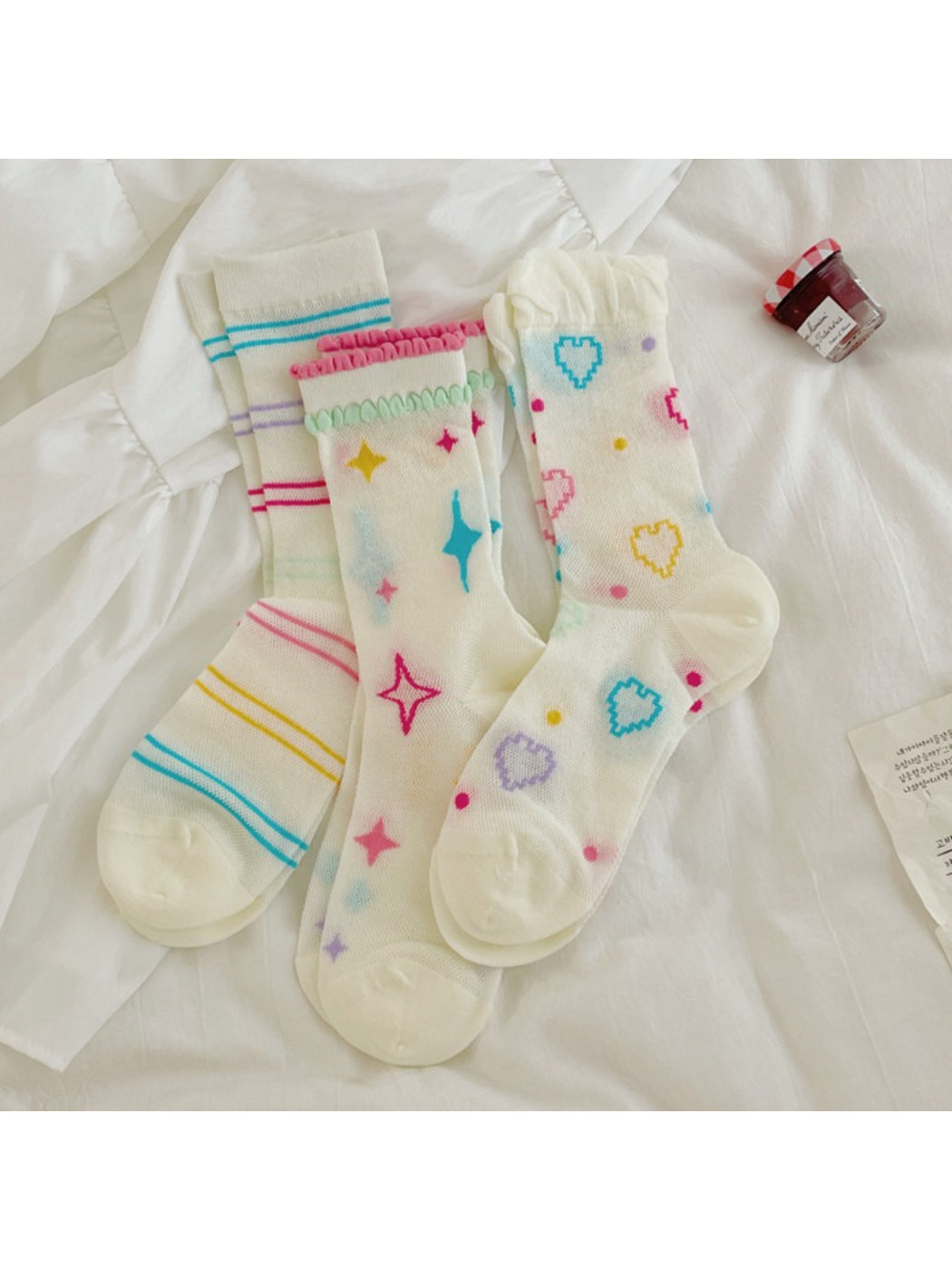 Rufia - Colorful Star Heart Ruffle Crew Socks product image 1