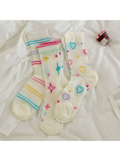 Rufia - Colorful Star Heart Ruffle Crew Socks product image 1