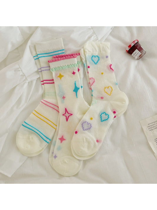 Rufia - Colorful Star Heart Ruffle Crew Socks product image 1