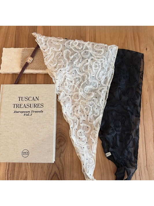 Scarvii - Rustic Embroidered Lace Triangle Scarf