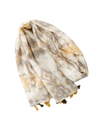 Scarvii - Bohemian Travel Scarf with Hexagon Floral Print