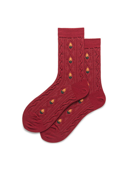 Rufia - Vintage Floral Cable Knit Crew Socks product image 5