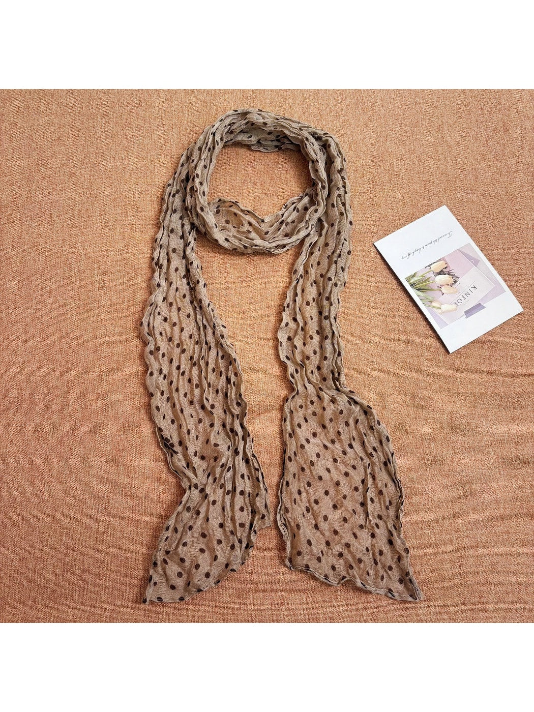Scarvii - Crinkled Polka Dot Flower Pattern Scarf