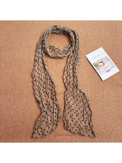 Scarvii - Crinkled Polka Dot Flower Pattern Scarf