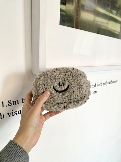 Cosbai - Smiley Fuzzy Mini Zip Pouch
