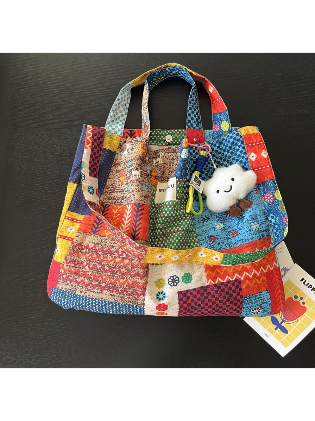 Interior view of Cosbai tote bag showing spacious compartment and fabric lining