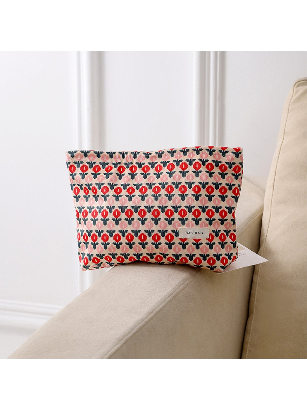 Cosbai - Retro Floral Pattern Cosmetic Storage Bag Pouch