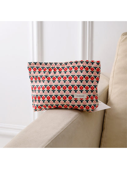 Cosbai - Retro Floral Pattern Cosmetic Storage Bag Pouch