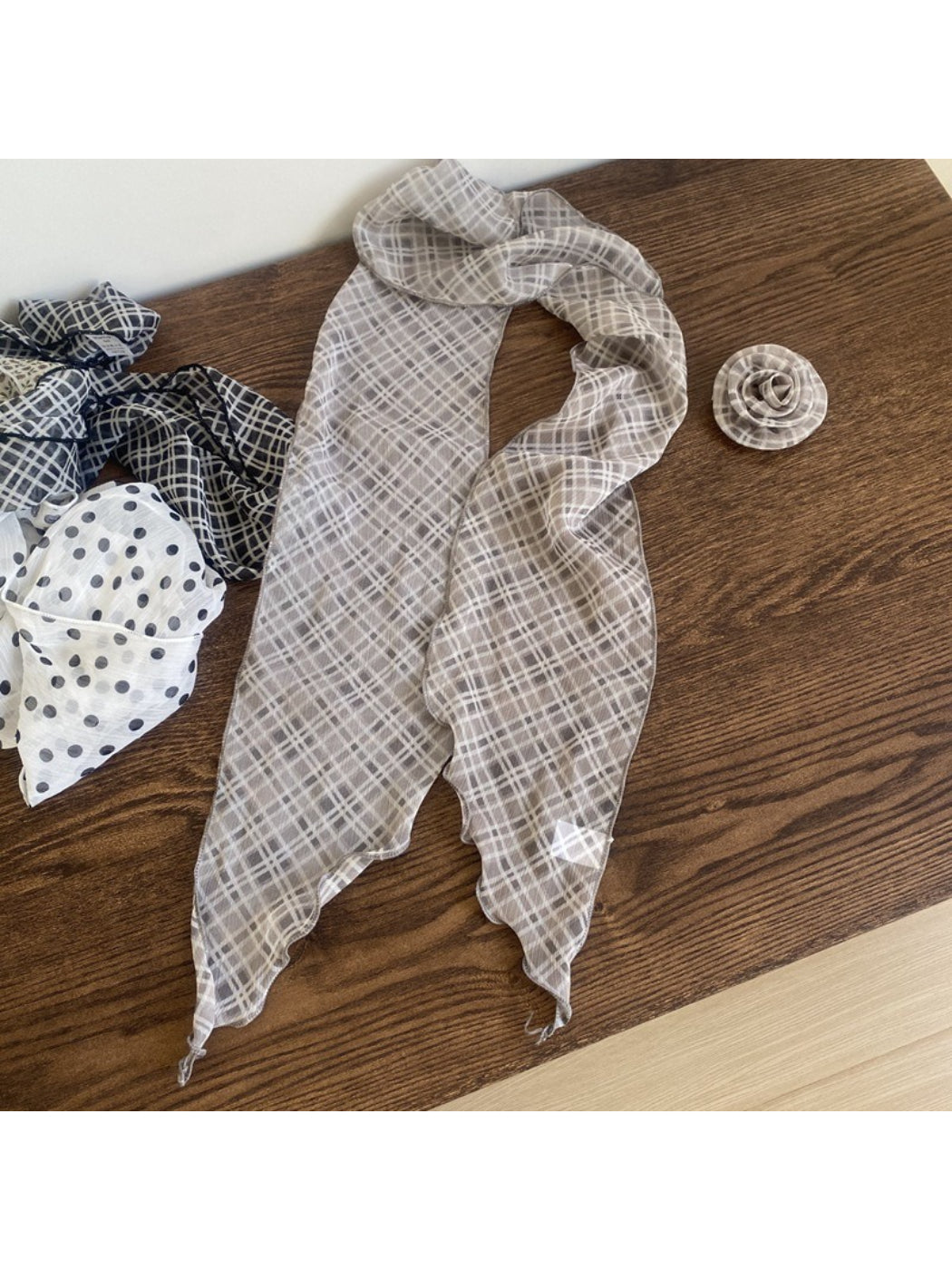Scarvii Sheer Polka Dot Skinny Scarf