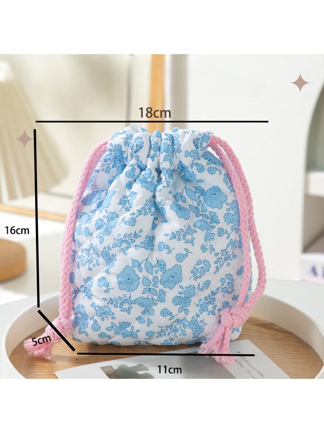 Cosbai - Elegant Floral Pattern Drawstring Pouch