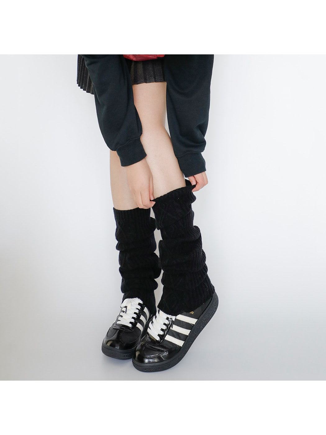 Cozyra - Jacquard Grid Slouchy Leg Warmer