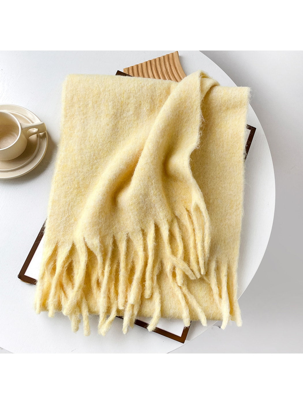 Scarvii - Brushed Solid Color Fringe Scarf