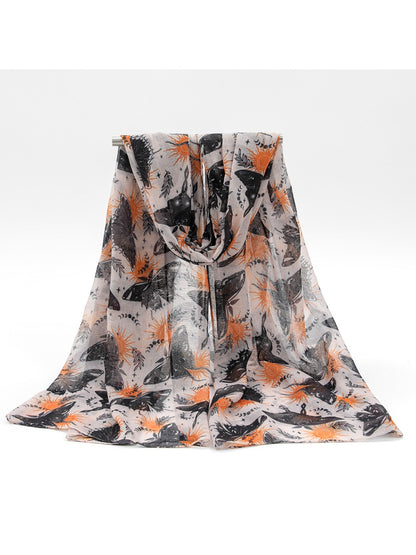 Scarvii - Butterfly Print Tulle Scarf