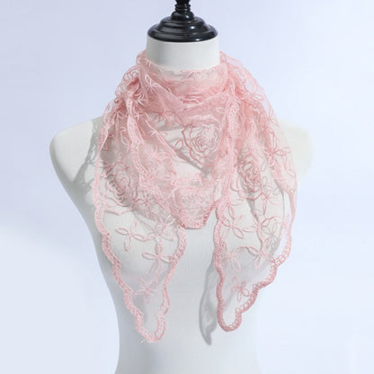 Model wearing Haila veil scarf loosely tied around the neck