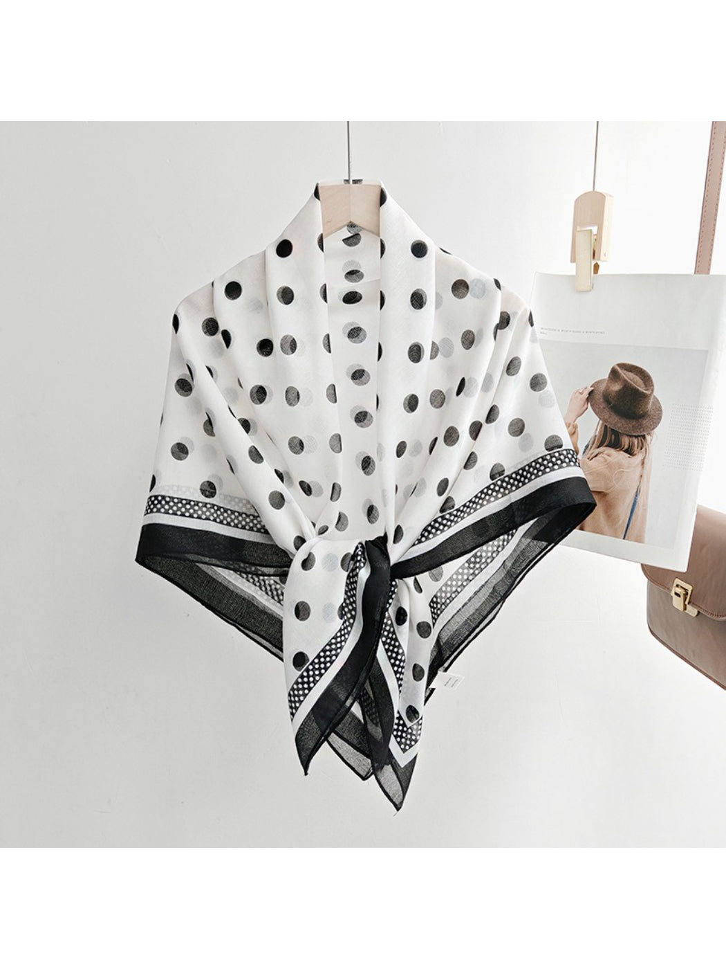Scarvii Polka Dot Border Square Scarf