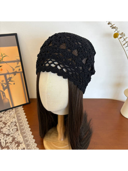 Haila - Women's Hollow Out Floral Knit Hat Cap