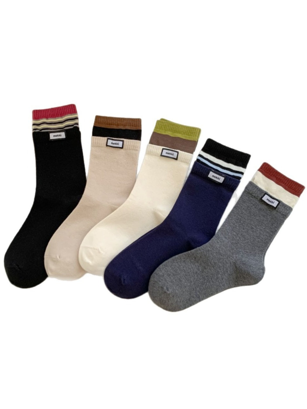 Rufia - Retro Color-Block Mid-Calf Socks