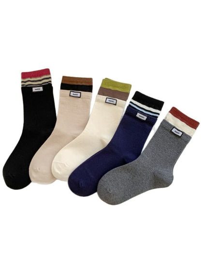 Rufia - Retro Color-Block Mid-Calf Socks