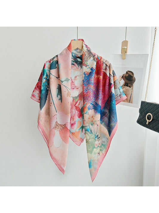 Scarvii Vintage-Inspired Floral Collage Square Scarf