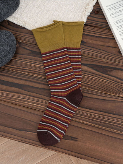 Rufia – Color-Block Retro Mid-Calf Socks