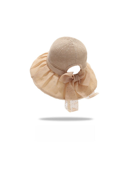 Haila - Ribbon Bow Decorate Wide Brim Bucket Hat