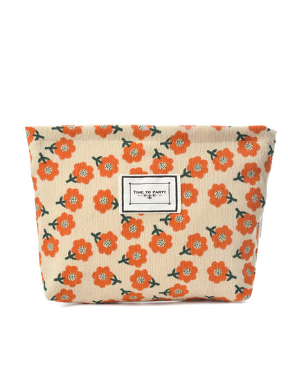 Cosbai - Vintage Floral Print Makeup Bag