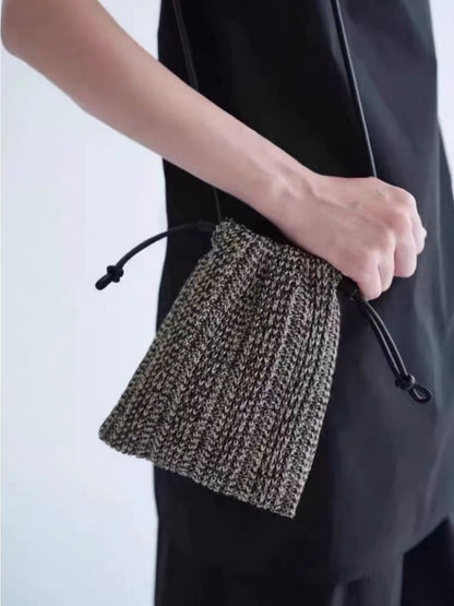 Cosbai - Minimalist Drawstring Knitted Crossbody Bag – Effortless & Chic