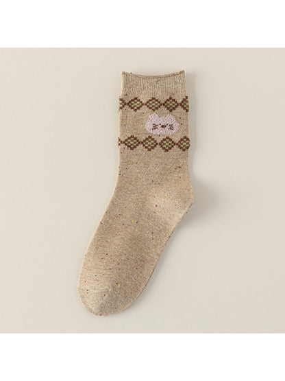 Rufia - Cute Cartoon Dog Mid-Calf Socks for Women