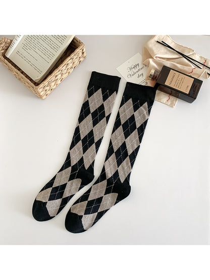 Rufia - Knee-High Socks with Diamond Patterns