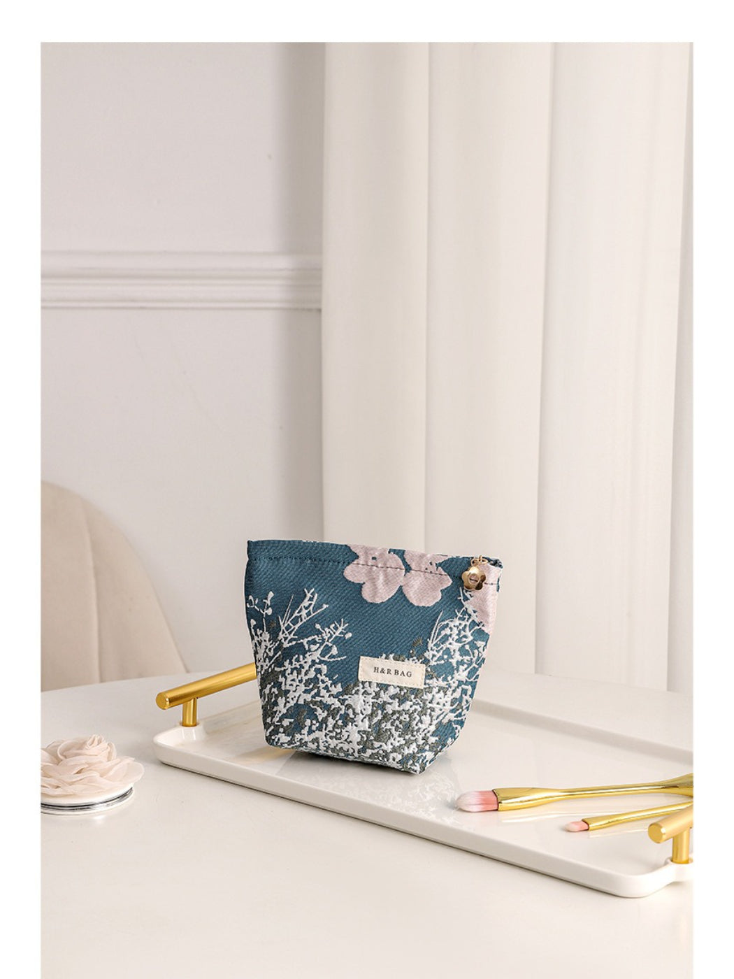 Cosbai - Jacquard Floral Cosmetic Bag