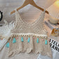 Vintage Fringe Hollow-Out Sleeveless Knit Vest