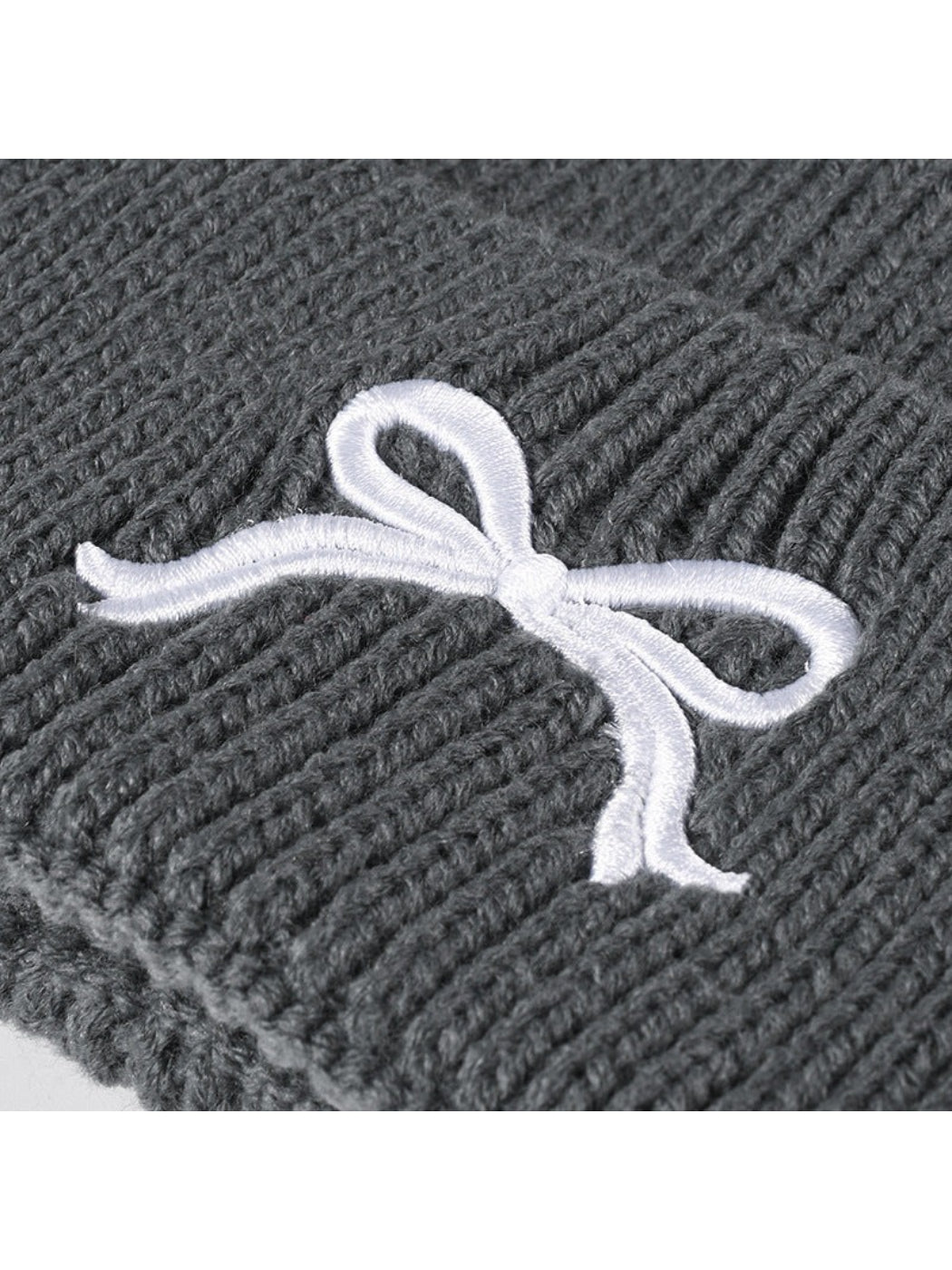 Haila - Bow Embroidered Cuffed Knit Beanie