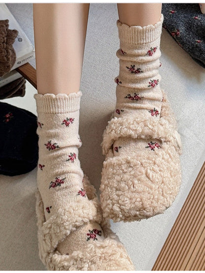 Rufia - Tiny Floral Knit Crew Socks